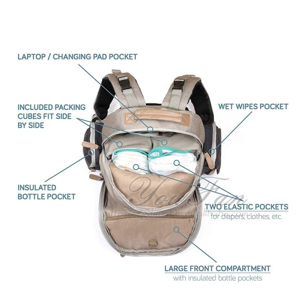 Waterproof Coated Canvas Baby Bag mother baby diaper bag