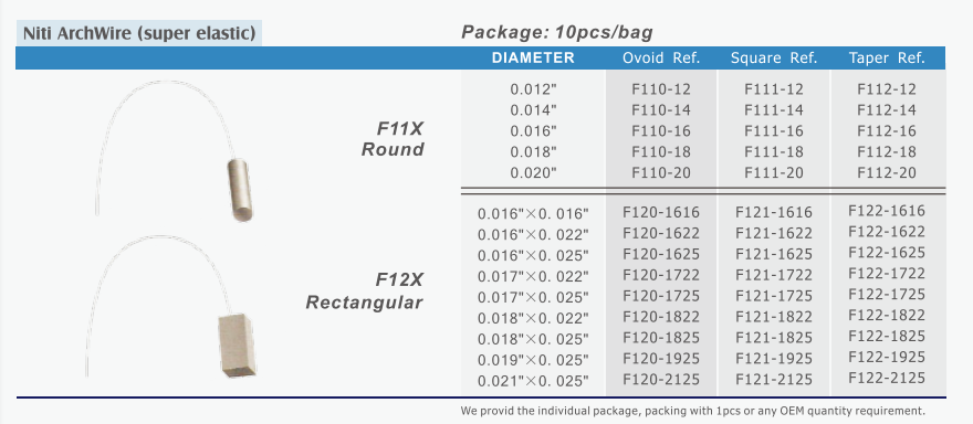Супер эластичный ортодонтический нити арча круглая и прямоугольная для стоматологических материалов