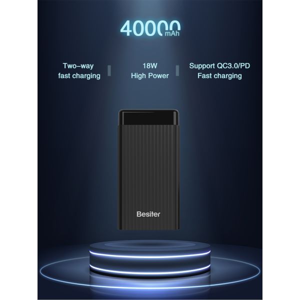 Dual USB Digital Display Portable Power Charger Fast Charging 40000mah 22.5W