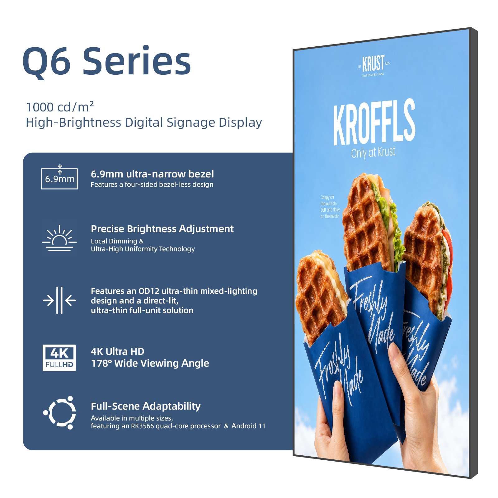 Wall Mounted Indoor Digital Signage Display Monitor Smart Advertising Playback