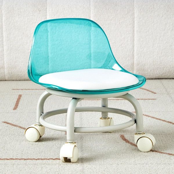 Short Rolling Stool Chair With Back Support , Acrylic Modern Furniture Rolling Stool Chair
