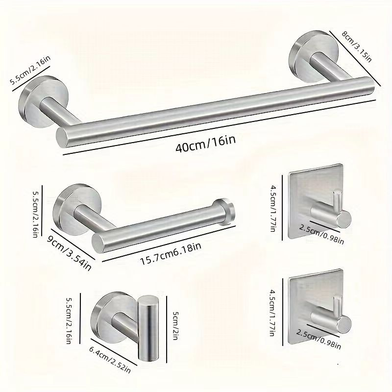 Bathroom hardware set, stainless steel towel bar set, cross-border towel rack, toilet paper holder, perforated hook, bathroom hanging accessories
