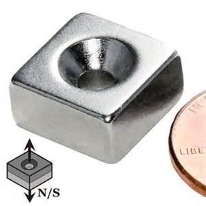 custom-made big block neodymium magnet with countersink/square ndfeb magnet with hole for sale