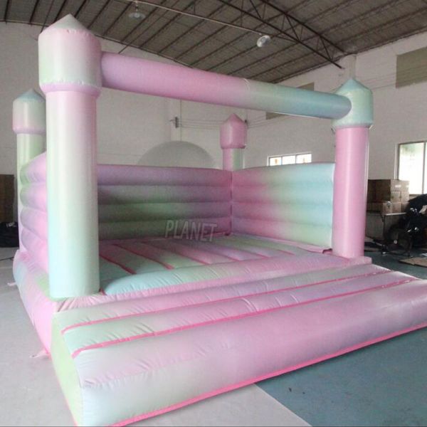 PVC White Bouncing Castle Commercial Pastel Rainbow Gate Inflatable Bounce House Jumping Castle for Kids