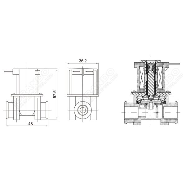 » Женский продетый нитку клапан соленоида RO воды питания входа NPT1/4 пластиковый