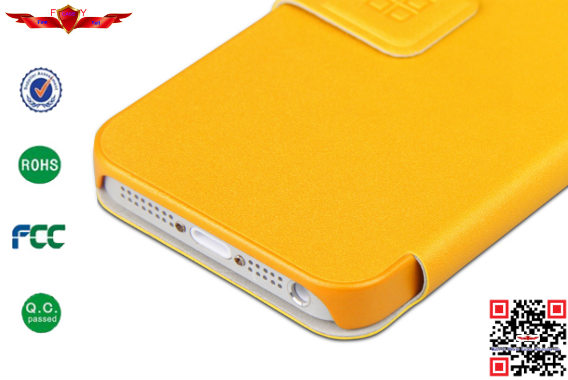 Hot Selling 100% Qualify Colorful PU Wallet Leather Cover Case For Iphone 5 5S Durable