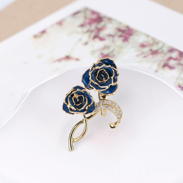 24k Gilded Rose Factory Wholesale Adorable Girls Rose Shaped Brooch Unique Gold Dipped Rose