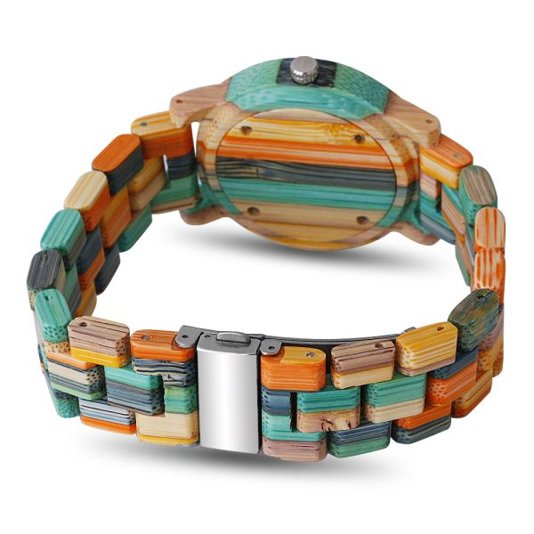 Водоустойчивые красочные деревянные наручные часы с проектом движения PC21S Handmade