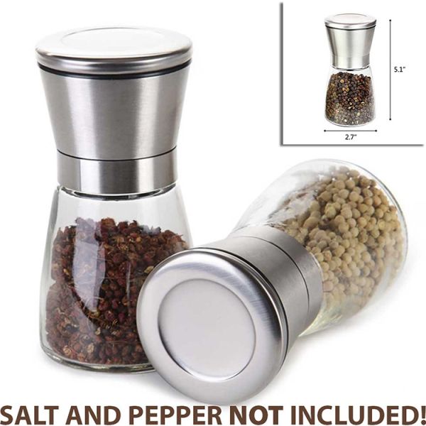 Stainless Steel Spice 129mm 151g 80ml Salt Pepper Grinder