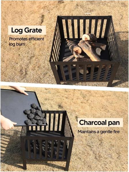 Portable Camping Wood Charcoal Burning Fireplace Weathering Steel Fire Pit for Outdoor