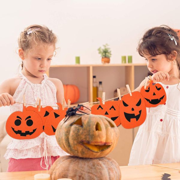Diy 1pc/Bag Felt Halloween Decoration Pumpkin Face Stickers