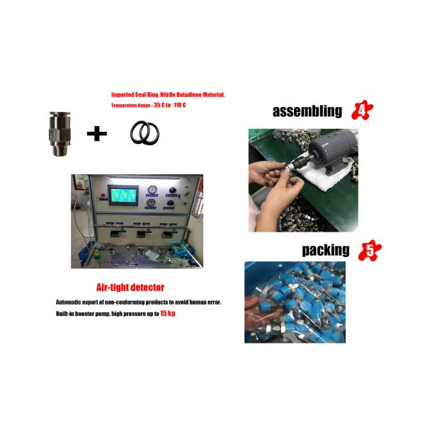 Push In Quick Connect Air Fittings Pneumatic Pipe Fittings Copper Nickel Plating
