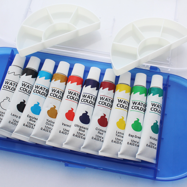 Wholesale custom10 color art painting PP box 12ml watercolor paint