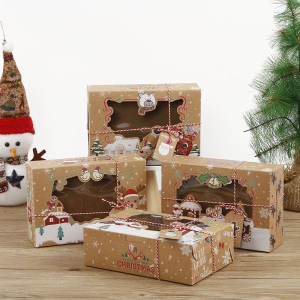 Folding Luxury Christmas Chocolate Cake Cardboard Paper Gift Boxes Transparent