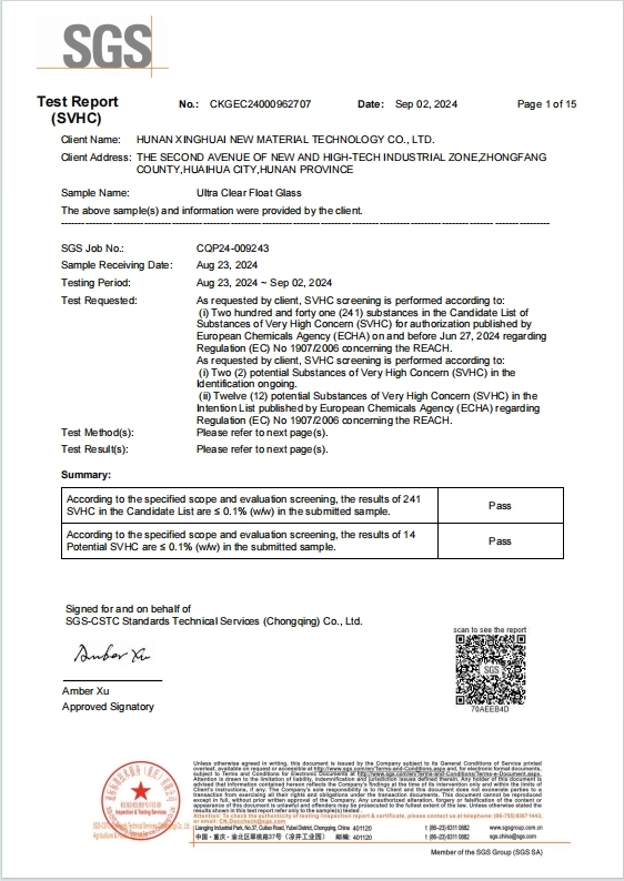 Hunan Xinghuai New Material Co., Ltd Certifications