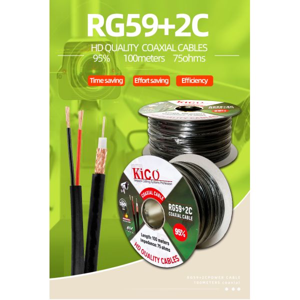 KICO OEM Brand RG59+2C Cable RG59 Coaxial Cable for CCTV and Video