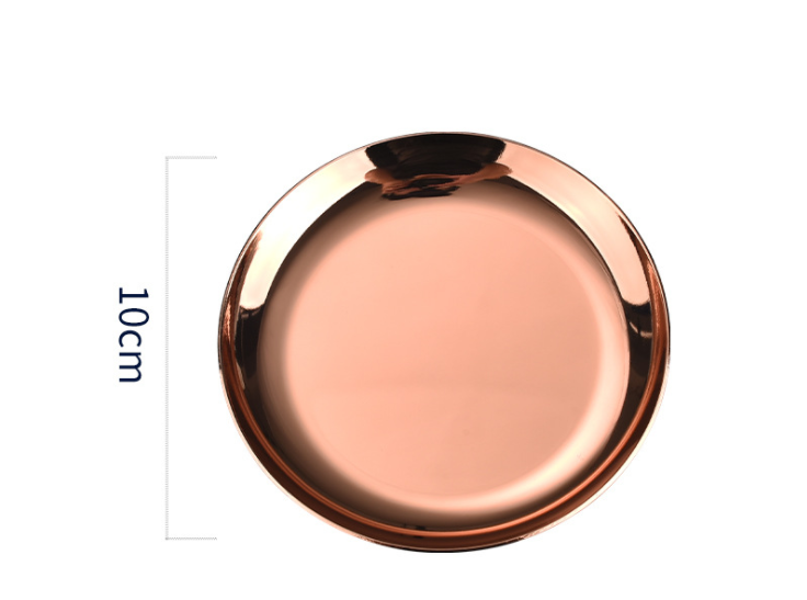 Rustproof Gold 10x10cm Metal Jewelry Tray Mirror Polishing