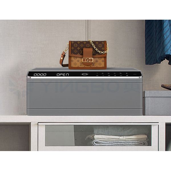 Leather-Covered Jewelry Safe Box with Dual Alarm & Auto Open, Single Layer