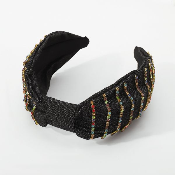 Denim hair hoops wide fabric headbands Creative color diamond-encrusted wide edge hoops hair accessories