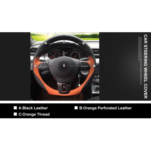 Blue Leather Steering Wheel Cover for Volkswagen VW Gol Tiguan Passat B7 CC Touran Jetta Mk6