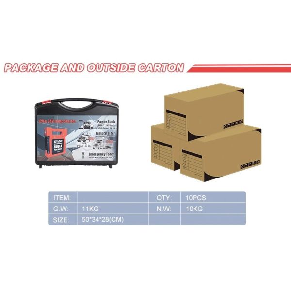 12V 24V Truck Heavy Duty Jump Starters 24000mAh 1000A Peak Power