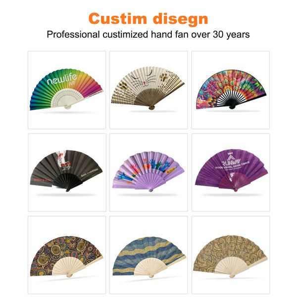 Personalized Custom Fabric Bamboo Hand Fan Bamboo Craft Folding Hand Fan