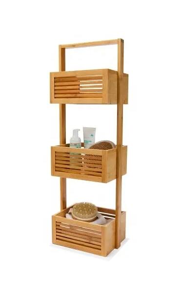 Durable Bathroom Items Bamboo Bath Caddy Wooden Bath Rack Bamboo