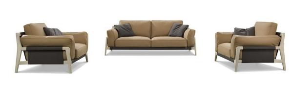 Smooth painting wood frame with Cow leather upholsered sofa in 1+2+3 seating chaise lounge sofa for Luxury reception