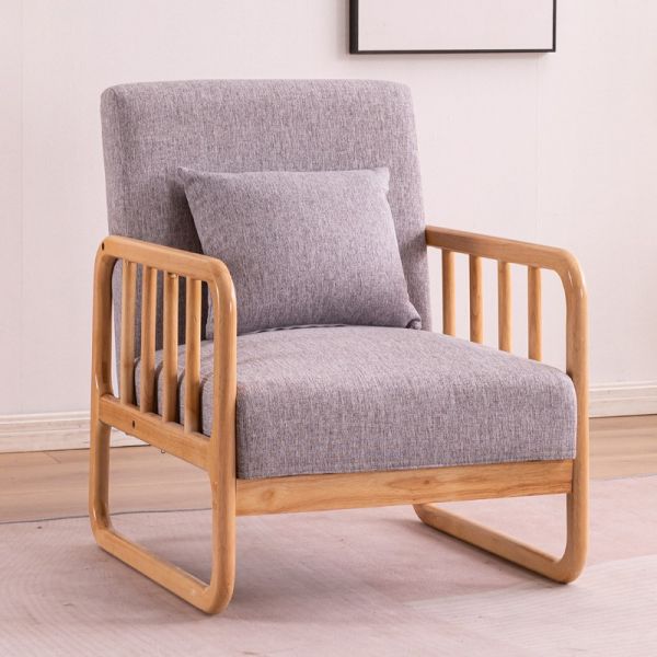 Upholstered Armrest Kid Sofa Solid Wood Loveseat 3 Seater Couch Linen Material Living Room Chair for Reading Accent