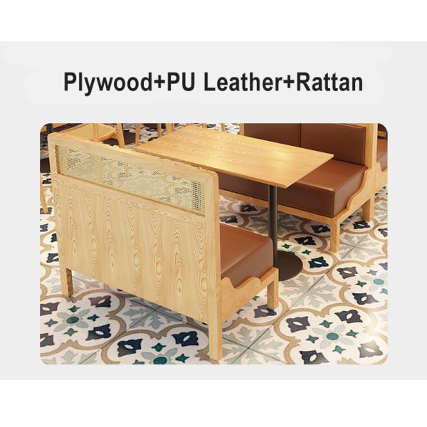 Customized New Design Woven Rattan Chair and Sofa Plywood Table Restaurant Cafe Sets
