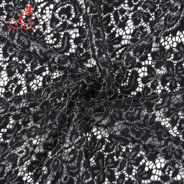 High quality Black Nylon lace fabric for evening dress