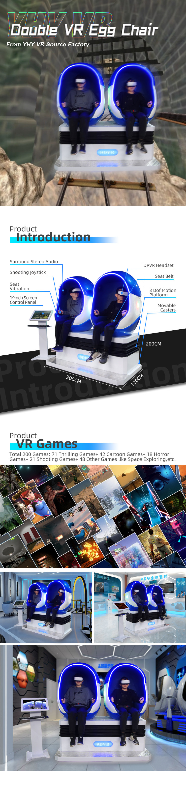 Имитатор игр мультфильма стрельбы стула яйца русских горок машины 9D VR аркады