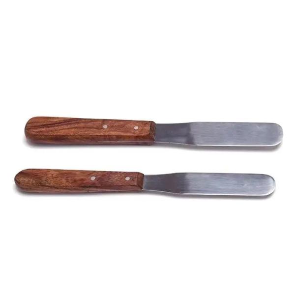 Stainless Steel Dental Material Mixing Spatula Wooden Handle Dental Lab Dental Plaster Spatula