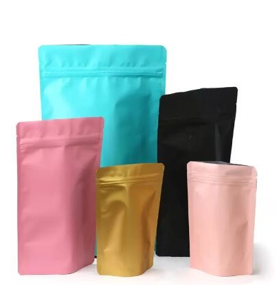 Matte Black Aluminum Foil Doypack Mylar Storage Food Stand Up zipper Bag