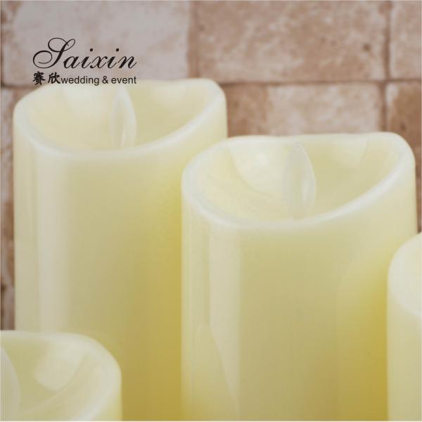 Decoração de eventos barata de plástico bateria operada chama móvel LED velas pilar