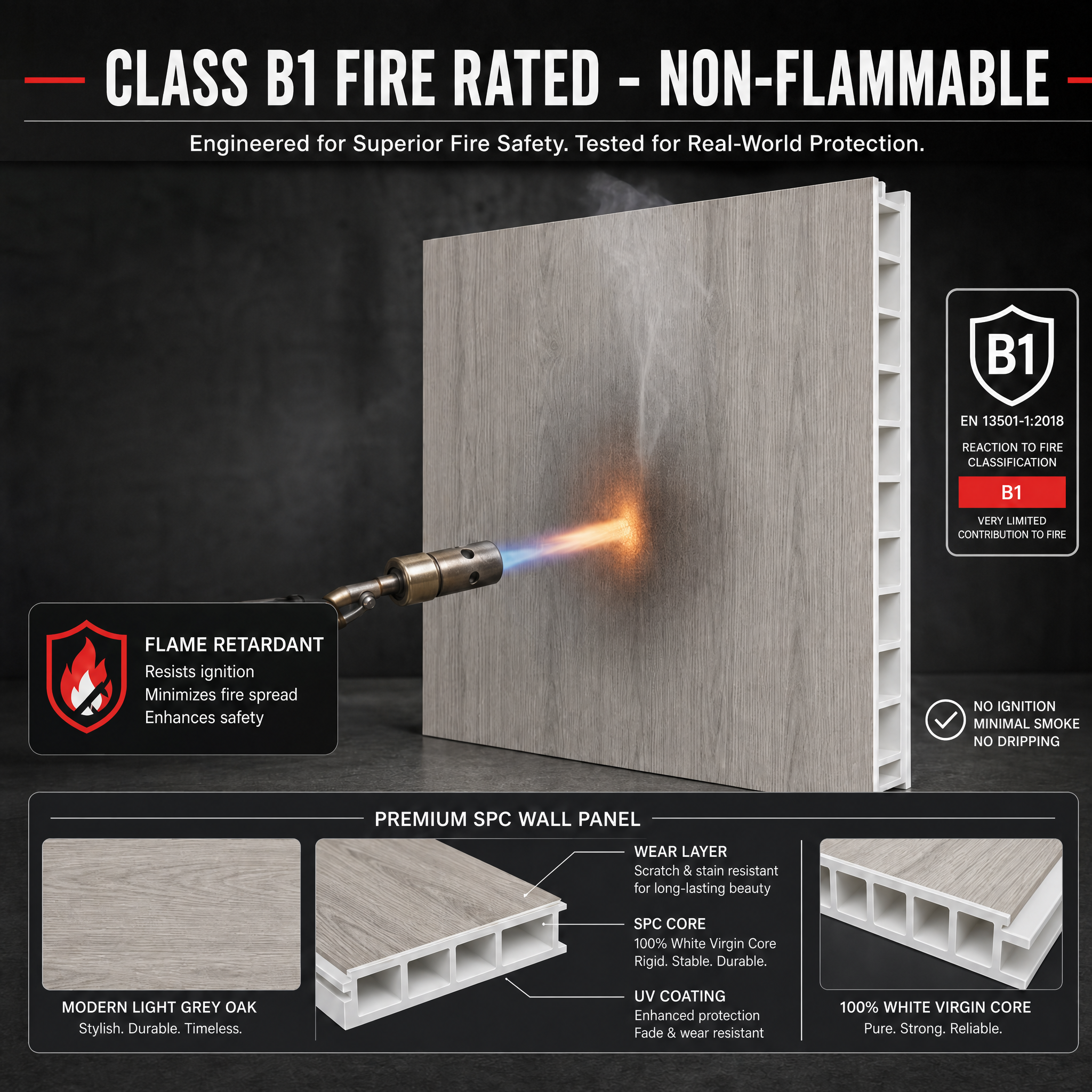 Hotel Corridor Renovation SPC Wall Panels B1 Fire Rated Click Lock Cladding