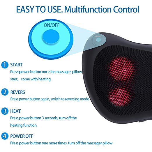 Deep Kneading Shiatsu Massage Pillow , Back Massage Pillow For Muscle Pain Relief