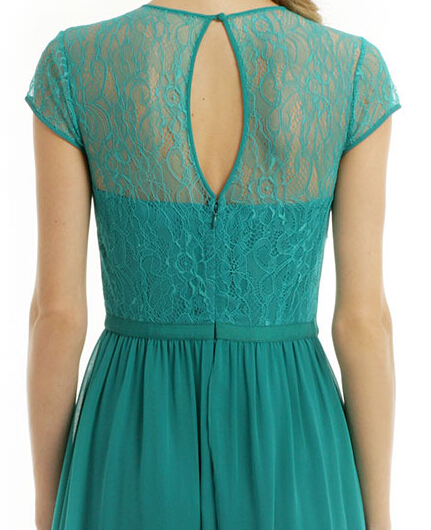 Teal Chiffon Gown Floor length Evening Dress