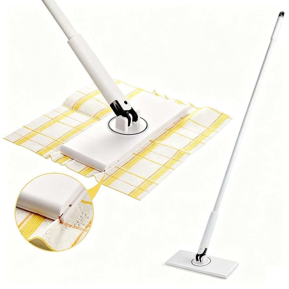 Automatic Clamping Mop Snap Grip Hands-Free Disposable Wipe Flat Mops