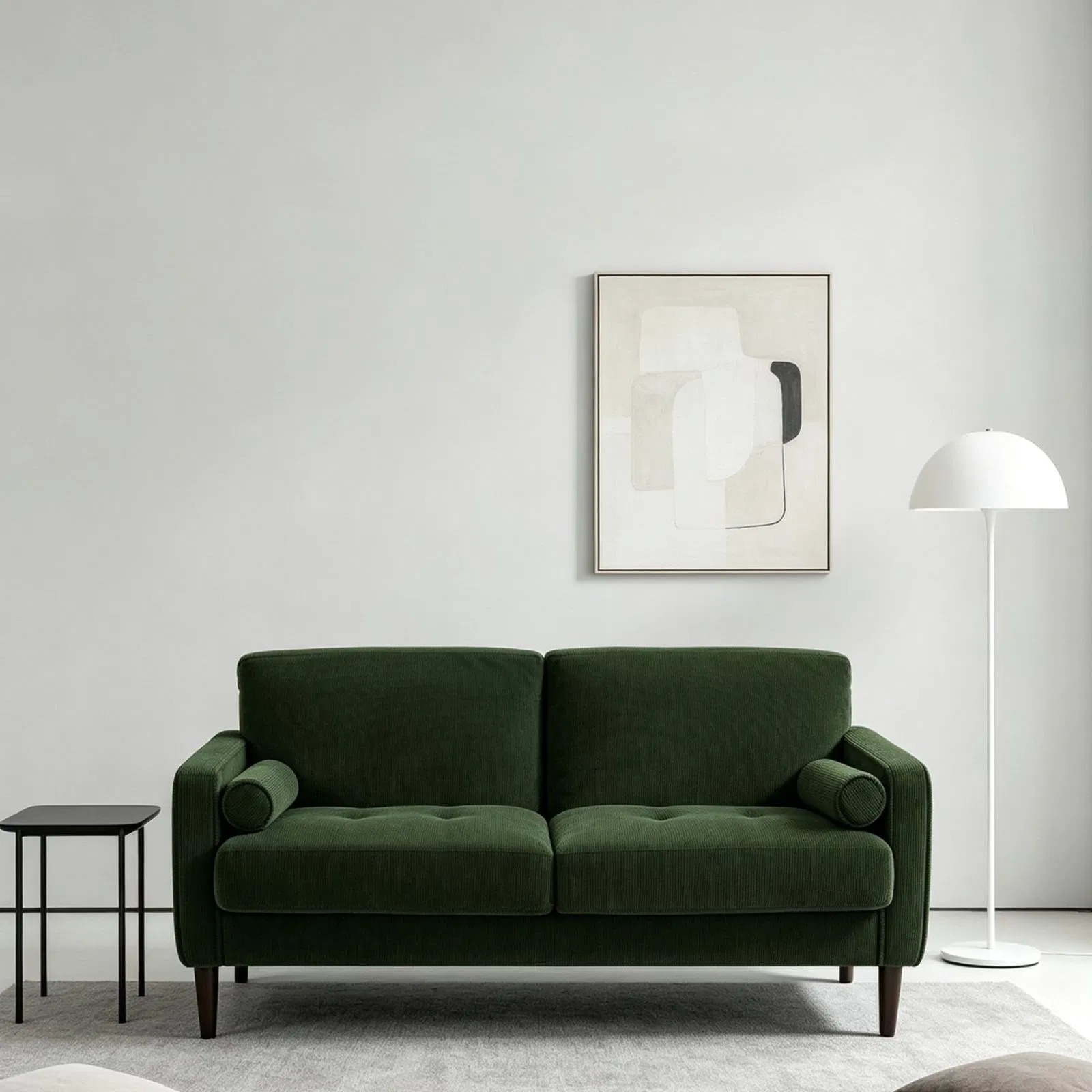 Soft Fabric Corduroy Two Seater Sofa with Wood Legs for Household Living Room Leisure Rest Use