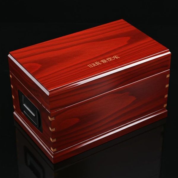 Custom Lacquered Wood Wine Box Black With Logo Eco Friendly MDF