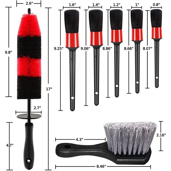 Microfibers 9 Sizes Detailing Cleaning Brush Car Care Perfect