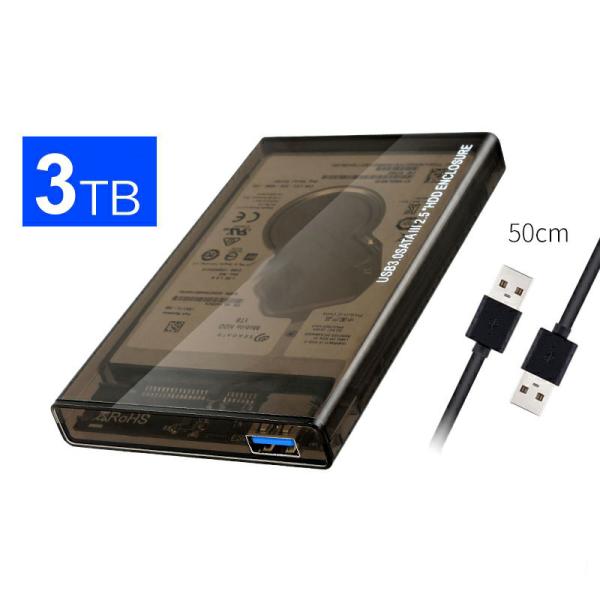 USB3.0 Port Hard Drive Enclosure 2.5 inch HDD SSD Portable Case Transparent External Box