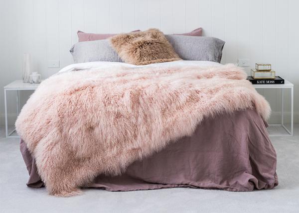 Genuine Tibetan Sheepskin Throw For Queen Size Bed, Soft Sheepskin Fur Blanket 