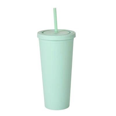 22 oz de tampons pastel mat couleur double paroi tampons acryliques isolés avec couvercles et pailles facile à nettoyer parfait pour les créations personnalisées