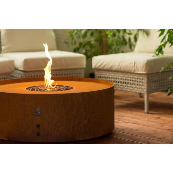 Contemporary Portable Corten Steel Gas Fire Pit Table 48 Inch