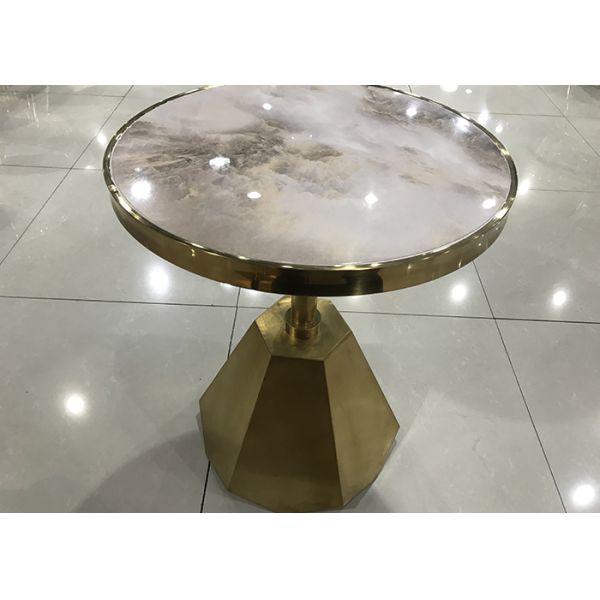 Anti Collision 60cm Stainless Steel Marble Coffee Table
