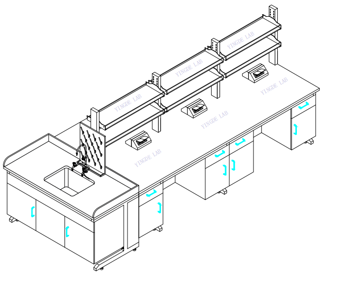Steel Wood Modular Laboratory Benches C Frame Laboratory Island Table With Sink And Reagent Rack