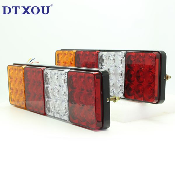 Red Yellow 12V 24V 3 Holes LED Tail Lights For Trucks