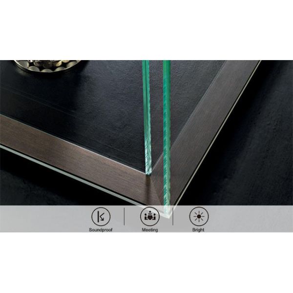 Стеклянная перегородка с европейским дизайном двойной стеклянной звукоизоляционной стеной без рамы полный вид